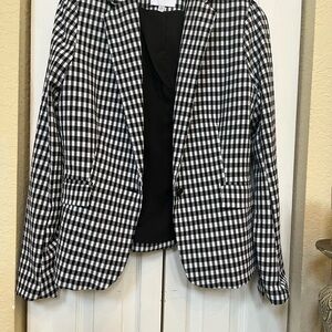 Black & White Gingham Women's Blazer - Classic Check Jacket